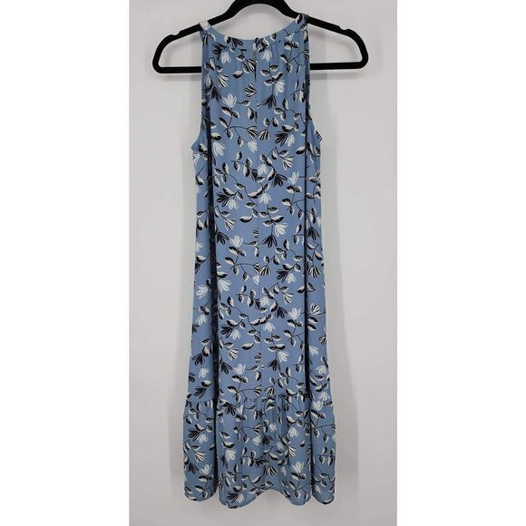 J. Jill Wearever Collection Breeze Flounce Hem Dress Floral Blue Size XS - Picture 3 of 5